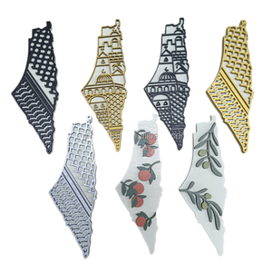 Cadeau original pour le Ramadan, artisanat en bois, aimant de réfrigérateur avec carte de Palestine et Kuffiyeh - Product Image 3