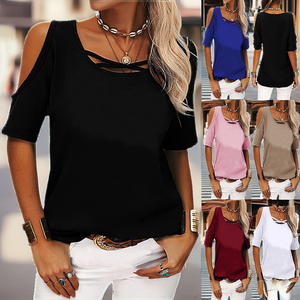 Moda Casual Europa América Verano Mujer Color Sólido Manga Corta Mariposa Antipilling Tejido Poliéster Holgado - Product Image 2