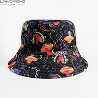 Chapeau de soleil pliable en feutre à motif champignon coloré Landfond pour homme et femme, style dessin animé, idéal pour les loisirs en extérieur