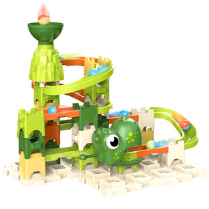 Jouet populaire : Circuit de billes à assembler, éducatif et créatif, sur le thème des animaux de dessin animé (dinosaures), avec catapulte - Product Image 1