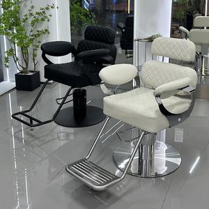 Sillón de Barbería Hidráulico Negro, Silla de Estilismo para Salón, Asiento Tapizado para Peluquería con Reposacabezas y Reposapiés - Product Image 2