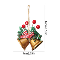 Décorations de Noël, cloche double, décoration de vitrine, pendentif pour sapin de Noël, accessoires de bricolage, cloche en métal, ornement suspendu