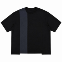 Kaos Oblong Minimalis Hitam Lengan Pendek Custom ODM 100% Katun Sablon Logo Pakaian Santai 220gsm