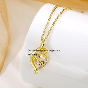 Bijoux fantaisie maman forme cuivre laiton zircone <span class=keywords><strong>Photo</strong></span> Projection collier femmes bijoux collier pour cadeau de fête des mères - Product Image 3