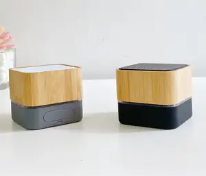 Kabel pengisi daya Speaker Bluetooth Mini kustom bambu hadiah layanan OEM gigi kayu massal pabrik portabel Speaker nirkabel