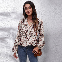 Mode fleur imprimer dames en mousseline de soie Shirte femmes partout impression chemise à manches longues Blouse pour les femmes