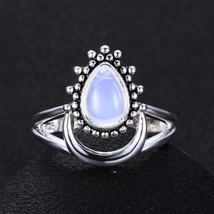 Charm Large <strong>Antique</strong> Marquise Created Moonstone Rings 925 Silver Women's Vintage Punk <strong>Jewelry</strong> <strong>Unique</strong> Anniversary Party Gift - Product Image 2
