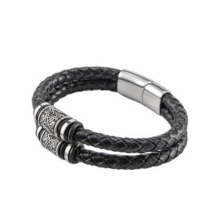 High Quality Wholesale Genuine Leather <b>Men</b> <b>Bracelet</b> Custom Fashion Jewelry Bangle - Product Image 1