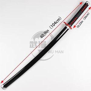Katana <span class=keywords><strong>de</strong></span> entrenamiento <span class=keywords><strong>de</strong></span> madera <span class=keywords><strong>Tanjiro</strong></span> Hinokami Kagura <span class=keywords><strong>de</strong></span> 104 cm, <span class=keywords><strong>espada</strong></span> Nichirin sin filo con protector <span class=keywords><strong>de</strong></span> llama roja - Product Image 4