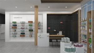 Mostrador de Recepción de Tienda Médica de Estilo Simple y Moderno, Diseño Personalizado de Madera, Mostrador de Farmacia con Base para Piso - Product Image 3