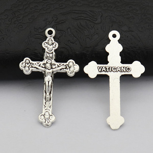 Retro crucifijo galvanizado Vaticano Rosario religioso DIY Jesús Cruz componente colgante VATICANO accesorios parte - Product Image 1