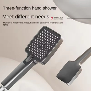 Ensemble de douche YF moderne à lumière <span class=keywords><strong>LED</strong></span> ambiante, mitigeur thermostatique, affichage numérique 2026, gris anthracite, système de douche pluie à touches piano - Product Image 4