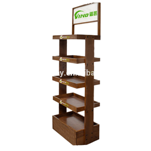 Custom Modern Eco-Friendly Wood 5-Shelf Bread Display Stand for Retail Store Floor Product Display Rack - Product Image 2