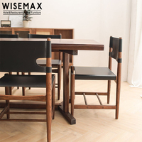 WISEMAX – chaise de salle à manger en cuir Vintage espagnol, meuble fait à la main de couleur noyer