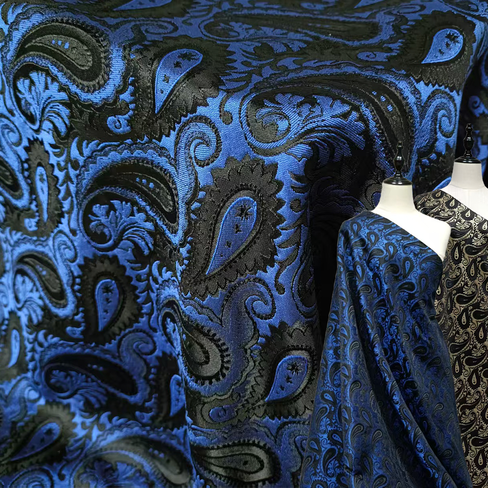 Elegant Cashew Flower Shiny Jacquard Fabric for Dresses Vests JS-3828F
