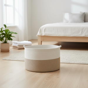 Cesta de Almacenamiento de Cuerda de Algodón de 87L, Redonda, Tejida a Mano, Estilo Minimalista, Organización para Sala de Estar - Product Image 2