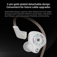 Écouteurs filaires KZ Eldar plaqués or avec microphone, dynamiques, à 2 broches détachables, compatibles avec câble de remplacement et de mise à niveau, oreillettes améliorées