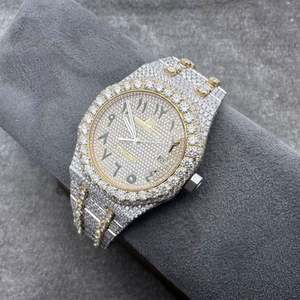 Prive Custom Luxe Diamant Horloge Cijfers 41Mm 3120 Uurwerk Tweekleurig Goud Vvs Full Diamond <span class=keywords><strong>Ice</strong></span> Moissanite Horloge - Product Image 4