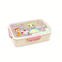 Boîte à lunch personnalisée avec logo, couvercle intégral, impression IML, 3 compartiments, boîte bento en plastique avec couverts pour la promotion de la marque