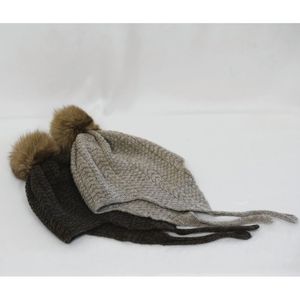 Gorro de lana de invierno con pompón y orejeras gris orgánico, bonito diseño unisex para niños y adultos | Cálido y suave - Product Image 5