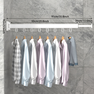 Montaje en pared Balcón Edredón Ropa Secado Gancho plegable <span class=keywords><strong>Armario</strong></span> <span class=keywords><strong>Tendedero</strong></span> Aluminio Plegable Perchas de ropa extendidas - Product Image 2