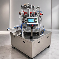 Machine de scellage de gobelets en plastique pour yaourt et boissons, entièrement automatique, contrôlée par PLC, avec plateau rotatif pneumatique à 4 cavités, capacité 200 ml