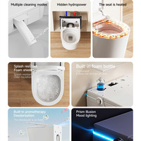 Salle de bain WC flottant Commode Foot Sensor Flip Electric Intelligent Wall Hung Toilette murale Toilette intelligente avec veilleuse