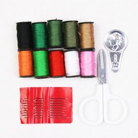 Kit de couture rond pour la maison avec couvercle coussin à épingles, organisateur portable d'aiguilles et de fils, et outils de réparation complets pour le bricolage à domicile