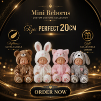 Poupée Reborn de 20 cm, édition ours en peluche, en vinyle souple, avec costume en peluche, mini figurine de collection, cadeau pour enfants