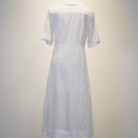 Robe chemise pour femme avec broderie à œillets exquise, 100% coton, manches courtes, col polo, robe midi vintage