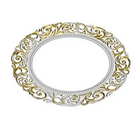 Assiette de présentation décorative classique en plastique écologique gravée or pour la mise en table de banquets d'hôtel et de mariages