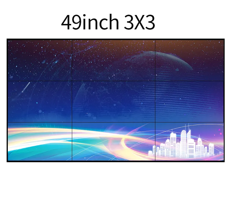 Máquina de publicidad digital de interior, 55 ", 3X3, 1,7mm, 3,5mm, empalme de vídeo, pantalla de pared