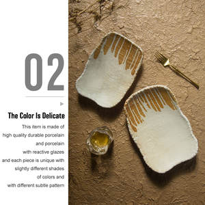 Assiettes en porcelaine à glaçure réactive de style <span class=keywords><strong>japonais</strong></span> irrégulier, vaisselle en céramique, assiette de service, bol à soupe de nouilles <span class=keywords><strong>ramen</strong></span> - Product Image 4