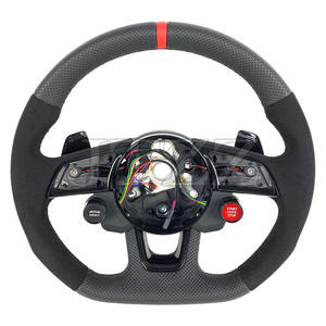 Para <span class=keywords><strong>Audi</strong></span> <span class=keywords><strong>A4</strong></span> RS4 A5 RS5 A3 RS3 volante de cuero fibra de carbono R8 botón paletas de cambio accesorios de coche Interior2022 2023 <span class=keywords><strong>2024</strong></span> - Product Image 1