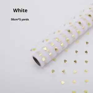 Korea gaya emas Stamping Bronzing cinta hati Tulle bunga heartfeel buket pembungkus jala 50cm * 5y penggunaan pertanian kemasan - Product Image 6