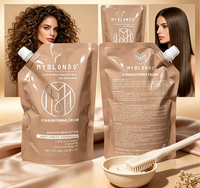 Crème Lissante et Défrisante pour Cheveux Crépus Afro, Cosmétiques Capillaires, Soin Redresseur de Cheveux, 1000ml*2/set pour Usage Professionnel en Salon