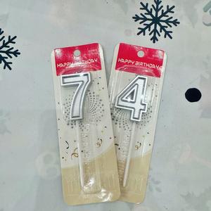 Bougie en cire de paraffine faite à la main argentée numérique 0~9 pour anniversaire, Nouvel An, fête, décoration de gâteau, mariage, fête d'enfants - Product Image 3
