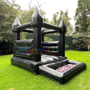 Castillo inflable negro para fiestas infantiles, brincolín inflable negro con piscina de pelotas, casa de brinco comercial. - Product Image 6