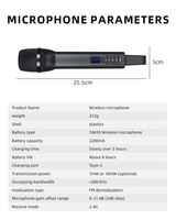 Sistema de Micrófono Inalámbrico Universal Profesional 4 en 1 de 2.4G con Carga, Reverberación, Micrófonos Dinámicos de Doble Bajo para Escenario y Karaoke