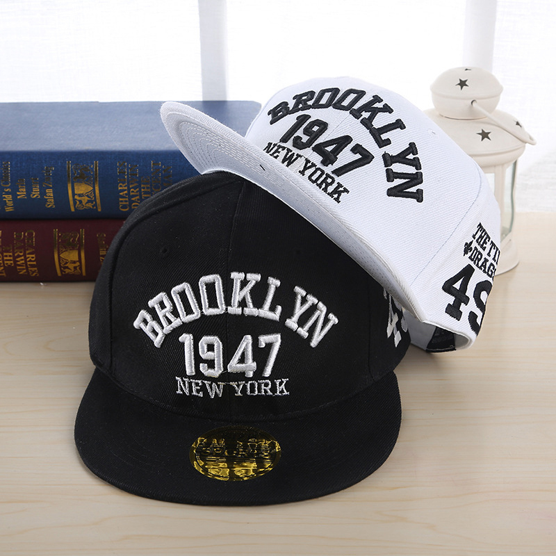 1947 BROOKLYN Hip Hop Custom Logo Baseball Cap Flat Brim Corduroy