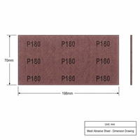 Grille anti-colmatage à surface sablée sans poussière, 70*198mm, pour ponçage à sec, auto-adhésive, forme rectangulaire, vente directe usine