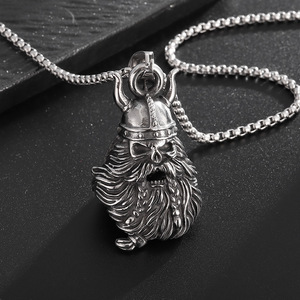 Pendentif Casque de Viking en Argent Tibétain pour Homme, Collier Rétro au Design Nordique, Motif Squelette Géométrique, Usage Quotidien LD044 - Product Image 1