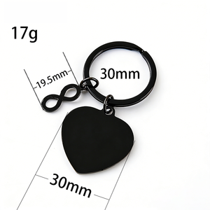Ywyougang Porte-clés en acier inoxydable 201 avec breloque cœur et symbole infini, personnalisable par gravure, anneau en fer, multicolore pour couples - Product Image 6