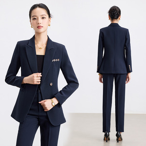 Women's Gray Three Piece Suit Set Slim Fit Formal Wear Autumn Polyester Anti-Wrinkle Office Professional - Product Image 4