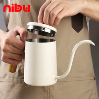 Bouilloire à café NIBU Professional 600 ml en acier inoxydable, design minimaliste écologique, pour infusion manuelle, avec bec verseur en forme de col de cygne