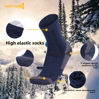 Chaussettes de randonnée en laine mérinos épaisse pour l'hiver, chaussettes de ski antibactériennes à séchage rapide pour hommes