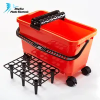 New Design Orange Plastic Flat Mop Cleaning Buckets With Wheels