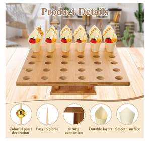 Cônes de nourriture en bois jetables personnalisés de 150 pièces avec 36 trous support de cône de crème glacée en bambou présentoir de cône de nourriture 150 bâton de bambou - Product Image 3