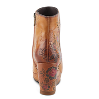 Haute qualité automne hiver dames bottines peintes à la main fleur rétro fermeture éclair Cowgirl plate-forme compensées bottes pour femmes
