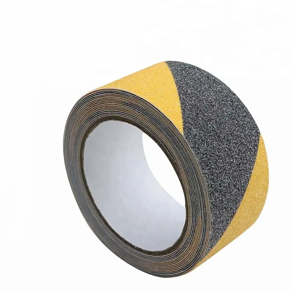 Cinta antideslizante resistente negra y amarilla adecuada para escaleras Abrasivos de fricción de alta tracción para exteriores
